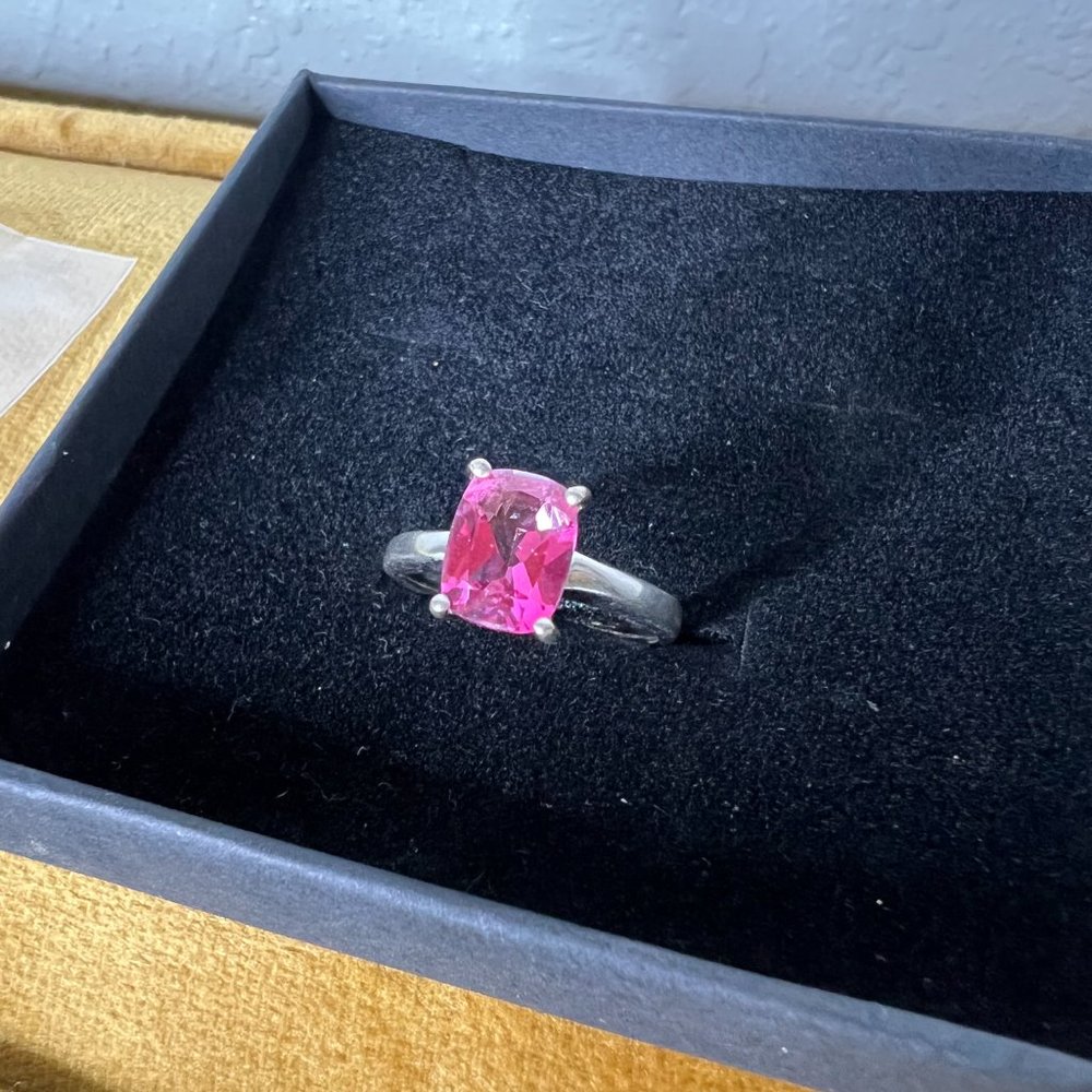 Pink Topaz And Sterling Silver Ring Sz 6